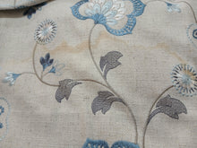 Load image into Gallery viewer, Cream with blue embroidered flower design, lined, 3490a
