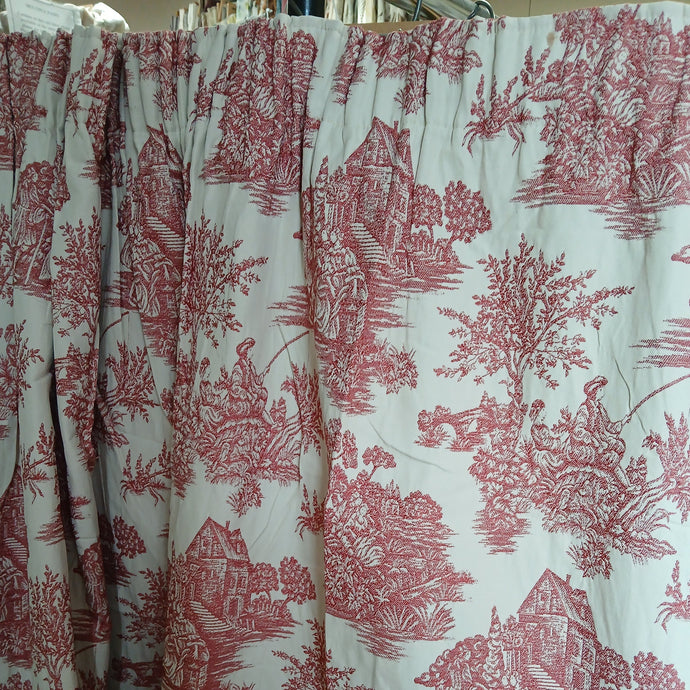 Red & cream Toile de jouy, lined, 3630r