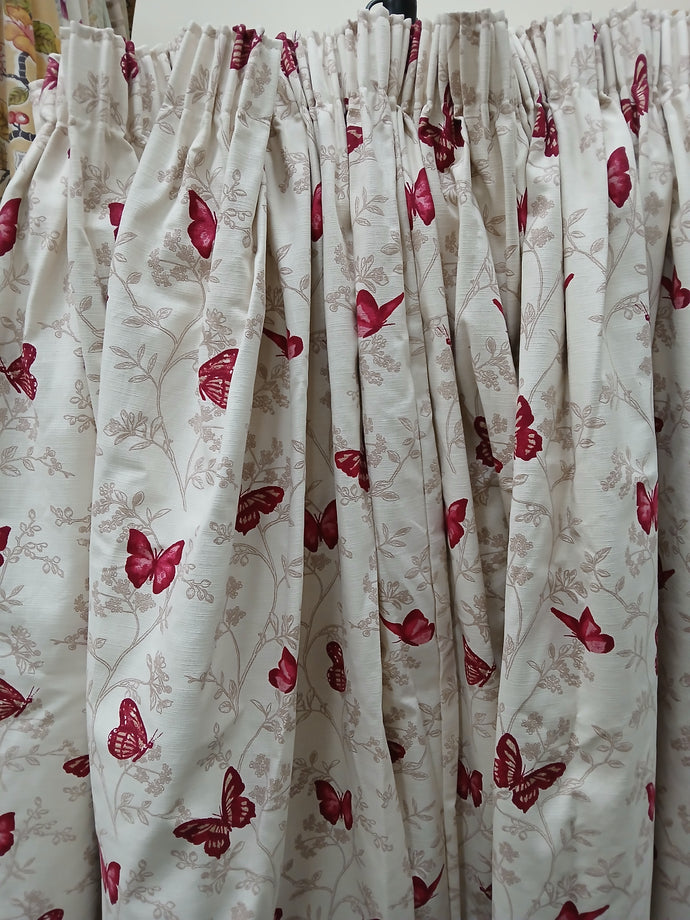 Cream with red butterflies, B/O lined, 3712a